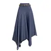Foto real saia midi irregular retrô feminina saia de linha A com babado comprimento médio senso de design formato pera barra larga saia longa saia evasê