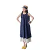 Vestido Azul para Mujer Verano 2025 Nuevo Estilo Francés de Resort Femenino Encaje Empalmado Sin Mangas Vestido Chaleco