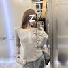 Camisa de Capa Interior Estilo Coreano para Mujer 2026 Nuevo Principios de Otoño Camiseta de Manga Larga de Gama Alta y Elegante Top Corto para Mujer