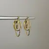Pendientes Metálicos Brillantes Entrelazados de Doble Aro de Alta Gama, Pendientes Femeninos, Únicos, Exquisitos, Modernos y Tendencia