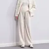 Pantalones Rectos de Pierna Ancha de Soporte para Maternidad Otoño Invierno Sueltos para Madres Embarazadas Pantalones Largos Simples Versátiles de Doble Uso para el Embarazo y el Posparto