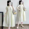 Em estoque Novo Verão Maternidade Coreano Moda Simples Solto Emagrecimento plus size Mulheres Grávidas Vestido Longo