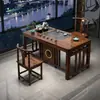 Nuevo juego de mesa de té y sillas de madera maciza estilo chino, completo para uso doméstico en espacios pequeños, mesa de té para sala de estar, mesa para preparar té estilo Zen