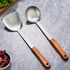 Espátula de Titânio Puro Hongjun Da, Concha de Sopa de Titânio Puro, Utensílios de Cozinha de Titânio Cristalizado, Colher e Espátula de Cozinha Domésticas, Espátula de Cozinha Resistente a Altas Temperaturas com Cabo de Madeira