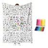 Manta DIY interativa transfronteiriça para pais e filhos, pintura e rabiscos, manta de sofá para cochilo, pintada à mão em preto e branco
