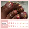 Gradient Flameira Tropical Calçados Unhas Usáveis Quadradas Curtas Redondas Estilo Férias Adesivos para Unhas do Pé 24 Peças Flores Pequenas Pintadas à Mão Arte em Unhas