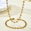 Conjunto de Collar y Pulsera para Mujer Minimalista Geométrico de Moda y Único Cadena de Nariz de Cerdo Acero Inoxidable Chapado en Oro de 18K