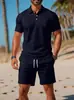 Conjunto de Dos Piezas Casual Versátil de Verano para Hombre Estilo Nuevo Europeo y Americano 2025 Moda Camisa Polo y Shorts Tendencia Transfronteriza