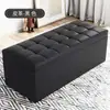 Banqueta de Almacenamiento, Sofá, Taburete para Cambiarse los Zapatos, Silla Rectangular para el Hogar para Uso en el Dormitorio, Otomana Plegable Multifuncional de Cuero