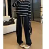 Calça Jeans Wide Leg com Cordão Feminina Outono Novo Para Corpo Pera Comprida plus size Solta Emagrecedora Calça Sabre Banana