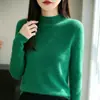 Nuevo suéter de punto de manga larga para mujer para otoño e invierno con cuello semi-alto, corte ajustado y efecto adelgazante, perfecto como capa interior