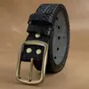 Cinto de Fivela de Agulha de Couro Bovino para Jovens e Adultos, Couro Genuíno, Cinto Moderno e Versátil, Cinto Jeans Retrô