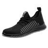 Zapatos de protección laboral antigolpes y antipinchazos personalizados de fábrica, transpirables y resistentes al desgaste, con suela sólida para hombres, protección laboral de seguridad, superficie tejida con mosca para mujeres.