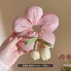 Elástico de Cabelo Flor Tulipa para Mulheres, Novo Laço de Cabelo de Coque High-End 2025, Acessório de Cabelo para Rabo de Cavalo