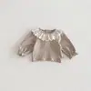 Ropa de Bebé Conjunto de Otoño Overol Conjunto Estilo Coreano Niña Encaje Elegante Top Floral Mameluco de Niña Conjunto de Dos Piezas
