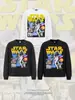 Camiseta de Manga Larga Pesada de Algodón Puro con Lavado Ácido Estilo Retro Americano Star Wars para Hombre, Marca de Moda Trendy de Comercio Exterior de Calle