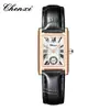 Relojes de Venta Caliente en Tiktok, Reloj de Cuarzo Cuadrado Marca Chenxi, Aleación, Venta Directa del Fabricante, Al Por Mayor en Stock, Correa de Cuero, Modelos para Hombre y Mujer