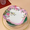 Plato Cuadrado de Cerámica Estilo Chino Nuevo Jingdezhen, Plato para Comida con Flor de Peonía Esmaltada, Plato Cuadrado, Plato con Forma Especial
