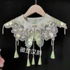 Conjunto de 5 Piezas Hombro Nube Flor de Cerezo Borla 42 Cuello Falso para Niñas Collar de Perlas Accesorio Hanfu Colgante de Perla Hombro Nube Verde Fruta