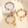 Pulseira de Contas de Abóbora de Seda Dourada Natural Jade Jade Colorido Cristal Multi-Tesouro Pulseira de Ágata Feminina