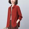 Camisa de pana de manga larga para mujer 2024 nuevo estilo primavera suelta talla grande casual para madre de mediana edad