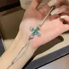 Brilho Sal Marinho~Pulseira Flor de Zircônia Super Brilhante, Estilo Coreano Estilo Ins Doce, Luxo Leve, Sensação de Alto Padrão, Acessório de Mão Versátil