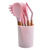 Utensilios de cocina con mango de madera, espátula antiadherente para cocina, cuchara, juego de 12 piezas de utensilios de cocina de silicona