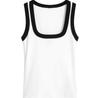 Top Chaleco Retro con Bloques de Color y Cuello en U Blanco/Negro/Color Nude