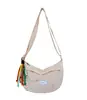 Bolsa de Tela Color Dopamina para Niñas, Versátil Bolso Ligero Acolchado con Cordón y Pliegues, Bolso de Hombro Cruzado de Moda
