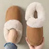 Pantuflas de Algodón Baotou para Mujer Invierno Hogar Interior Antideslizantes Pantuflas de Algodón Calientes de Invierno Dobladillo Grueso Suela Exterior Pantuflas de Piel Hombre Venta al por Mayor