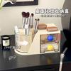 Caja de almacenamiento giratoria de escritorio para brochas de maquillaje y cosméticos, contenedor multifuncional para bolígrafos, tocador y lápiz labial.