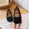 Zapatos de vestir para niña con lentejuelas, estilo princesa, zapatos de princesa para niños, zapatos para niñas pequeñas con moños, suelas suaves, antideslizantes, zapatos nuevos para niños