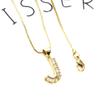 Collar con colgante de 26 letras en inglés para mujer, conjunto de cobre, colgante de circonita, cadena corta para clavícula LM