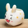 Vaso de cerâmica criativo com animal de desenho animado para planta suculenta, simples, moderno, para jardinagem, combinação fofa de coelho, planta em vaso mini