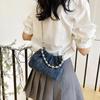 Bolsas para Mujer Estilo Coreano Denim Cadena Hombro Cubo 2025 Nuevo Diseño de Nicho Bolso de Mano con Perlas Bolso de Mujer