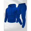 Conjunto de Dos Piezas para Hombre de 250g, Sudadera con Capucha Deportiva de Color Sólido de Moda Transfronteriza, Sudadera con Capucha y Pantalones de Chándal para Hombre