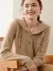 Suéter de cachemira pura para mujer, suéter con capucha grueso de siete agujas, cálido y de corte holgado, adelgazante, casual, versátil y adecuado como capa base o prenda de punto