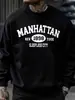 Manhattan Ciudad de Nueva York de las Noches sin Dormir Patrón Sudadera para Hombre Cuello Redondo Pulóver Casual Otoño Streetwear
