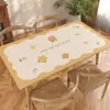Mantel de cuero, impermeable y resistente al aceite, no lavable, tapete rectangular para mesa de comedor, cubierta floral color crema estilo ins para mesa de café, fabricante