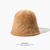 Sombrero de Imitación de Piel de Conejo Original para Mujer Otoño e Invierno Combinación Perfecta Moda Sombrero de Pescador de Felpa Tamaño Grande para Cabeza Cara Pequeña Cubeta