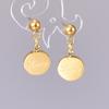 E215 Venta al por mayor Moda Europea y Americana Acero Inoxidable Cara Sonriente Oro de 18K Pendientes Joyería para Mujer