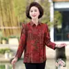 Camisas de Algodón y Seda de Verano para Mujeres de Mediana Edad y Mayores, Tops de Talla Grande para Primavera y Otoño de Madres Mayores, Ropa para Abuelas, Camisas de Manga Larga para Esposas