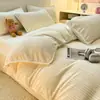 Conjunto de 4 Peças Jacquard Anti-estático Classe A Lã Leite Aconchegante Espesso Cobertor de Coral Fleece Adicionado Lã Inverno Roupa de Cama 4