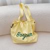 47251 Bolsa de Ombro Estilo Coreano Nova Estampada com Letras Casual Cordão na Cintura Moda Estudante Bolsa de Ombro para Aula