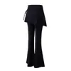 Calça Shark Falsa de Duas Peças Micro Flare Feminina Primavera Outono Inverno Com Veludo Calça Yoga Controle de Barriga Levanta Quadril Fitness Esportiva Calça Flare Saia-Calça