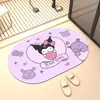 Tapete de Chão de Banheiro Kuromi Fofo Tapete Absorvente de Lama Diatomácea Tapete Antiderrapante para Porta de Banheiro Tapete de Desenho Animado de Secagem Rápida