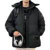 Chamarra de algodón con relleno de plumas para hombre, marca moderna estilo americano, modelo nuevo de invierno, color liso, cálida, con capucha, gruesa, corte holgado