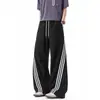 Calça casual retro americana de 2026 com listras laterais, fluida, marca da moda, corte solto, calça esportiva versátil de perna reta larga