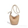 Bolso Nuevo de Piel de Vaca para Mujer Estilo Retro Francés Ratán Puro Hecho a Mano de Alta Calidad Bolso Tejido de Hombro Único Cruzado Bolso Cubo