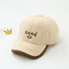 Gorro de felpa Otoño e Invierno BUENA cara sonriente versátil para niños, gorra de béisbol con visera para niños mayores, a prueba de viento, calidad de exportación